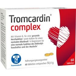 Eine Packung Tromcardin complex mit 60 Tabletten zur Unterstützung von Herz und Muskeln.